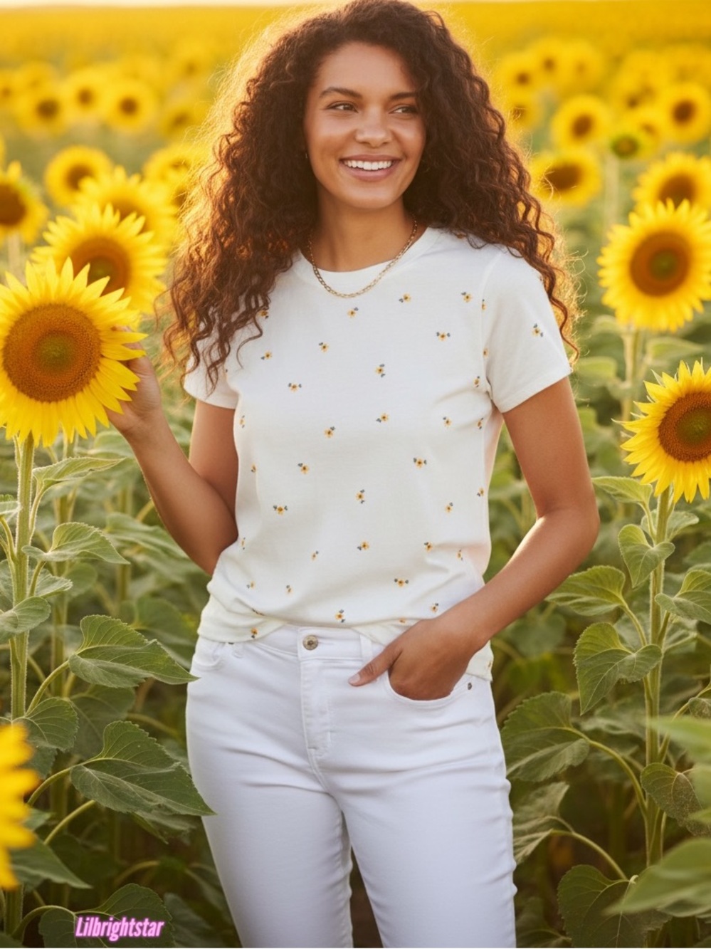 🆕🌻 Old Navy Sunflower Everywhere Crew Neck Cotton T-Shirt XS NWT